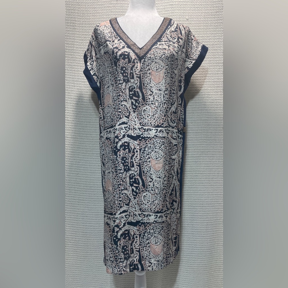 Neiman Marcus Beaded Collar Knee Length Dress Size M